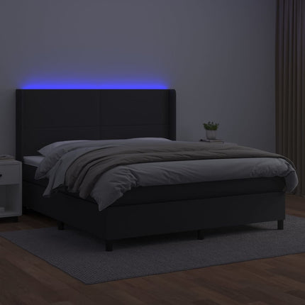 kontinentalseng med LED-lys 160x200 cm kunstlæder sort
