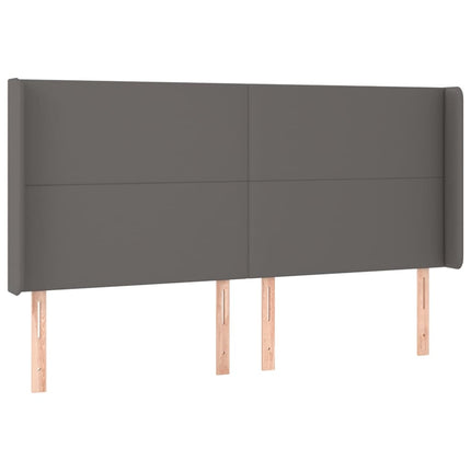 kontinentalseng med LED-lys 180x200 cm kunstlæder grå