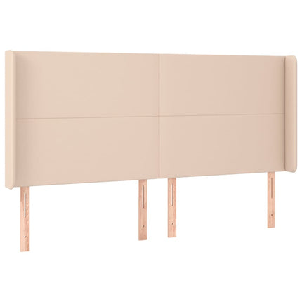 kontinentalseng LED-lys 180x200 cm kunstlæder cappuccinofarvet