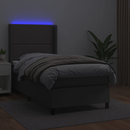 kontinentalseng med LED-lys 100x200 cm kunstlæder grå