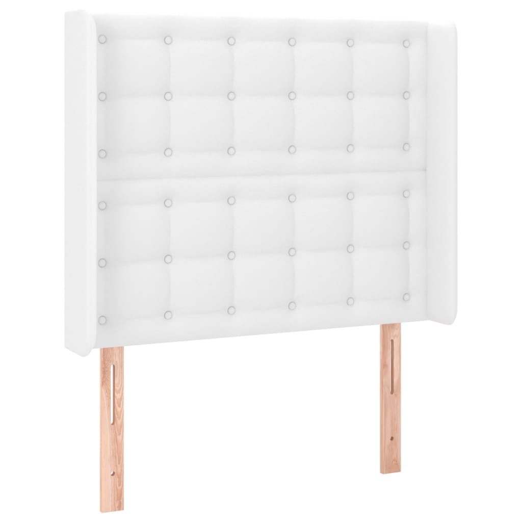 kontinentalseng med LED-lys 90x200 cm kunstlæder hvid