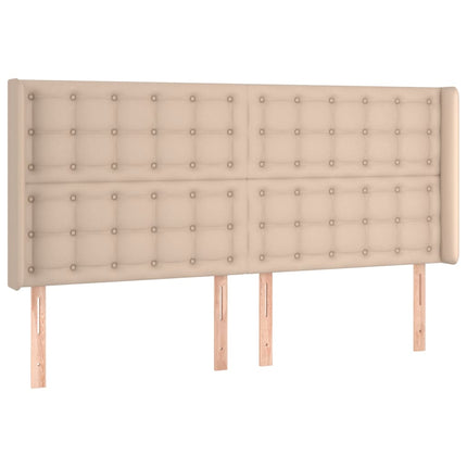 kontinentalseng LED-lys 180x200 cm kunstlæder cappuccinofarvet