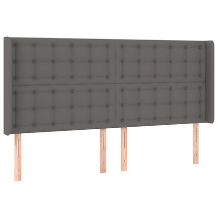 kontinentalseng med LED-lys 200x200 cm kunstlæder grå