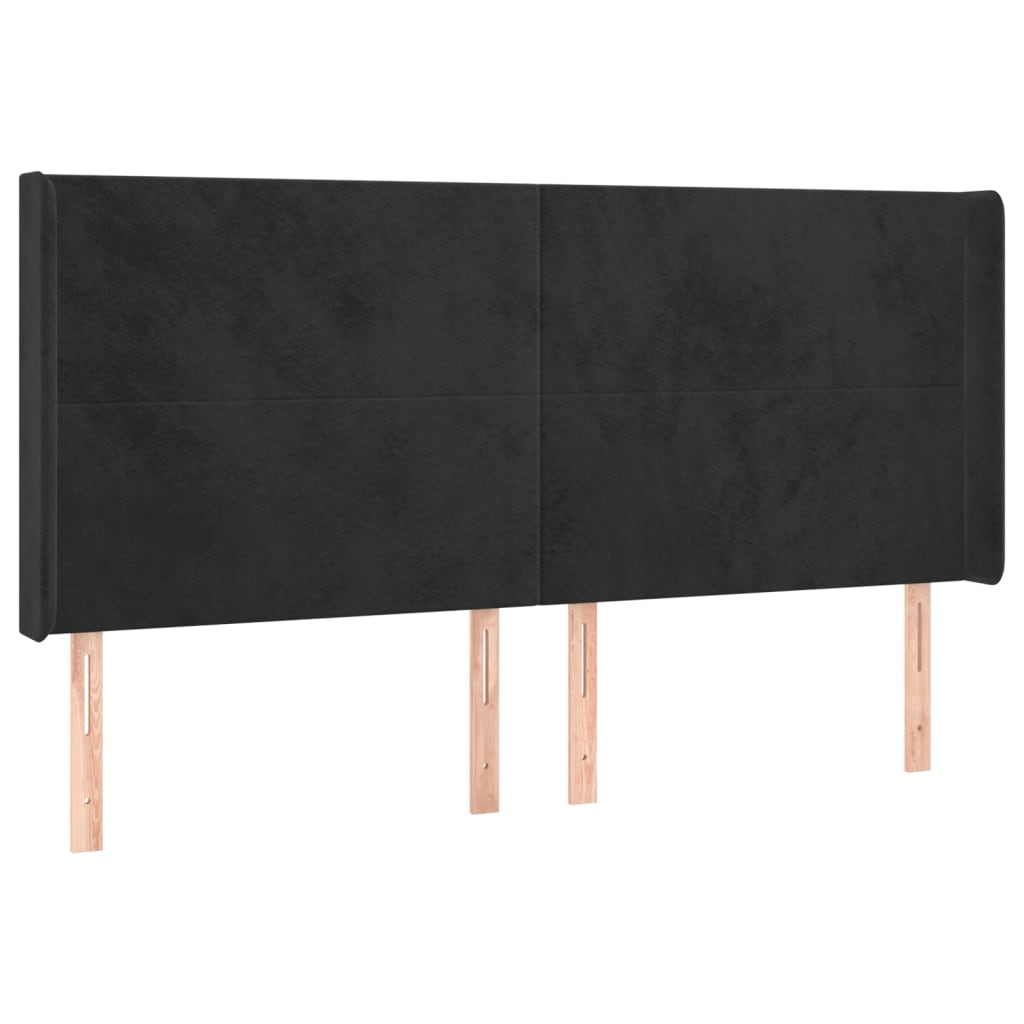 kontinentalseng med LED-lys 160x200 cm fløjl sort