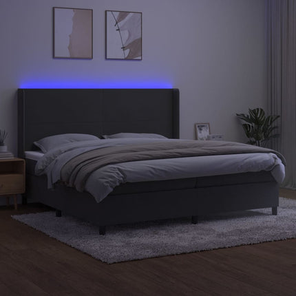kontinentalseng med LED-lys 200x200 cm fløjl mørkegrå