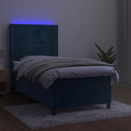 kontinentalseng med LED-lys 80x200 cm velour mørkeblå