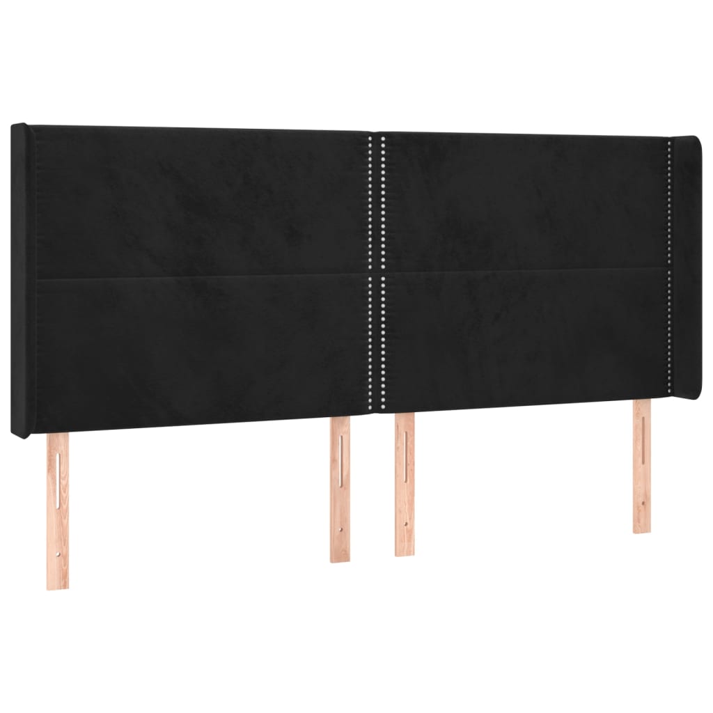kontinentalseng med LED-lys 160x200 cm fløjl sort