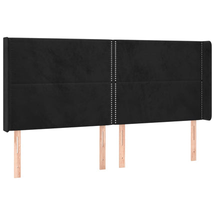 kontinentalseng med LED-lys 200x200 cm fløjl sort