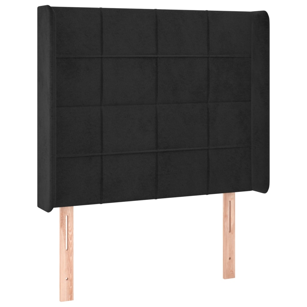 kontinentalseng med LED-lys 80x200 cm velour sort