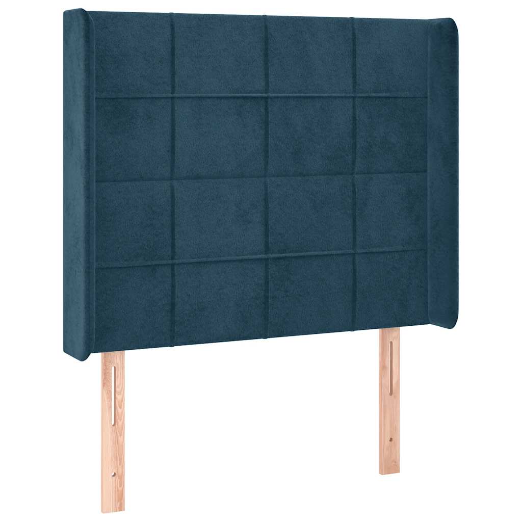 kontinentalseng med LED-lys 80x200 cm velour mørkeblå