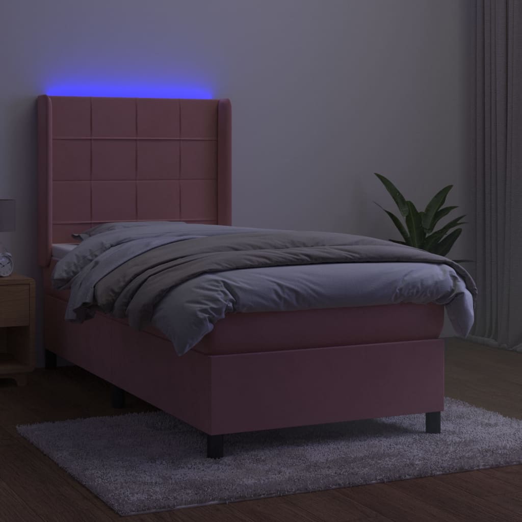 kontinentalseng med LED-lys 80x200 cm velour pink