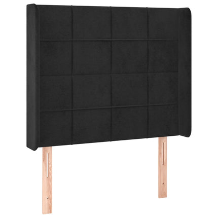 kontinentalseng med LED-lys 90x190 cm fløjl sort