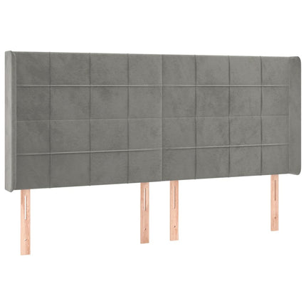 kontinentalseng med LED-lys 200x200 cm fløjl lysegrå