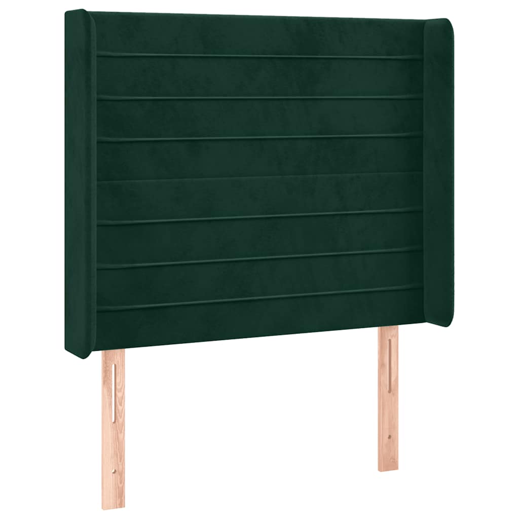 kontinentalseng med LED-lys 80x200 cm velour mørkegrøn