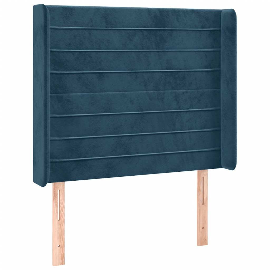 kontinentalseng med LED-lys 90x200 cm fløjl mørkeblå