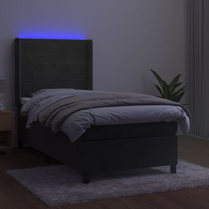kontinentalseng med LED-lys 100x200 cm fløjl mørkegrå