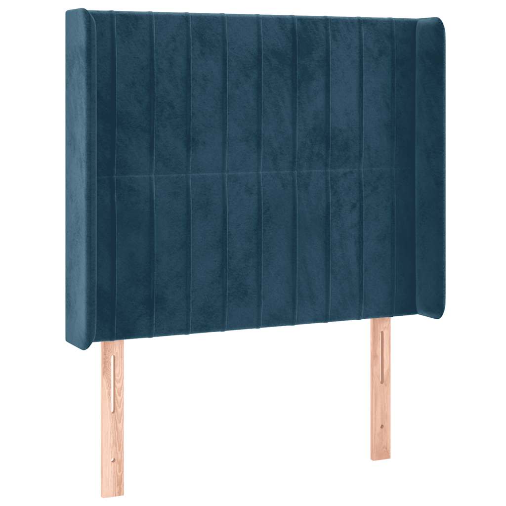 kontinentalseng med LED-lys 80x200 cm velour mørkeblå