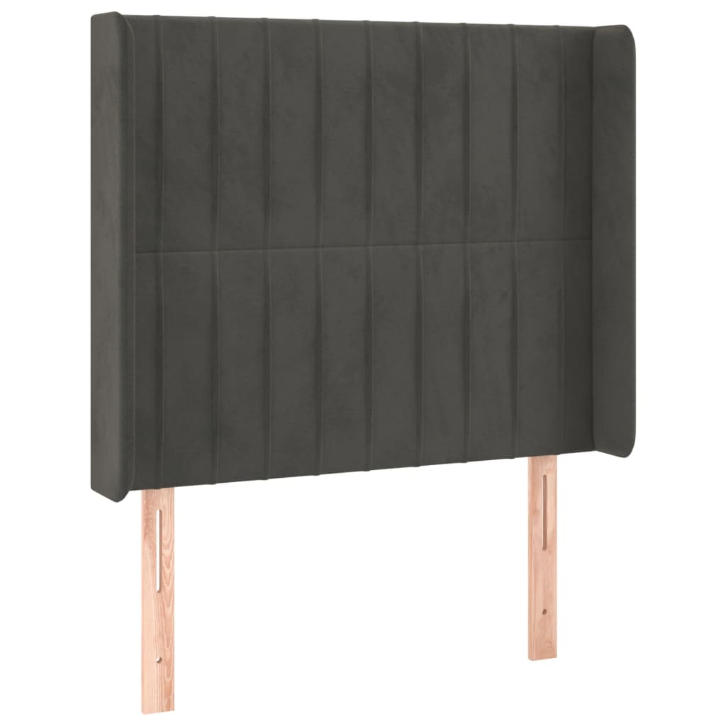 kontinentalseng med LED-lys 90x200 cm fløjl mørkegrå