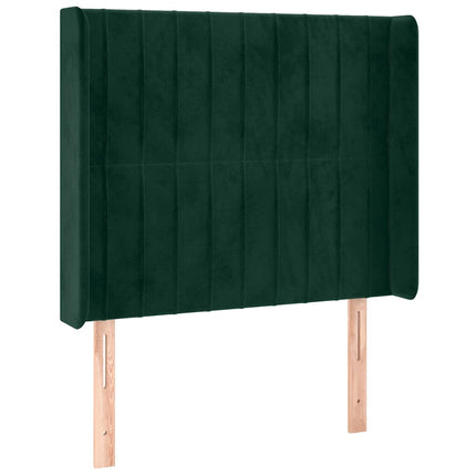 kontinentalseng med LED-lys 90x200 cm fløjl mørkegrøn