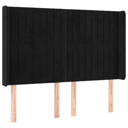 kontinentalseng med LED-lys 140x200 cm fløjl sort