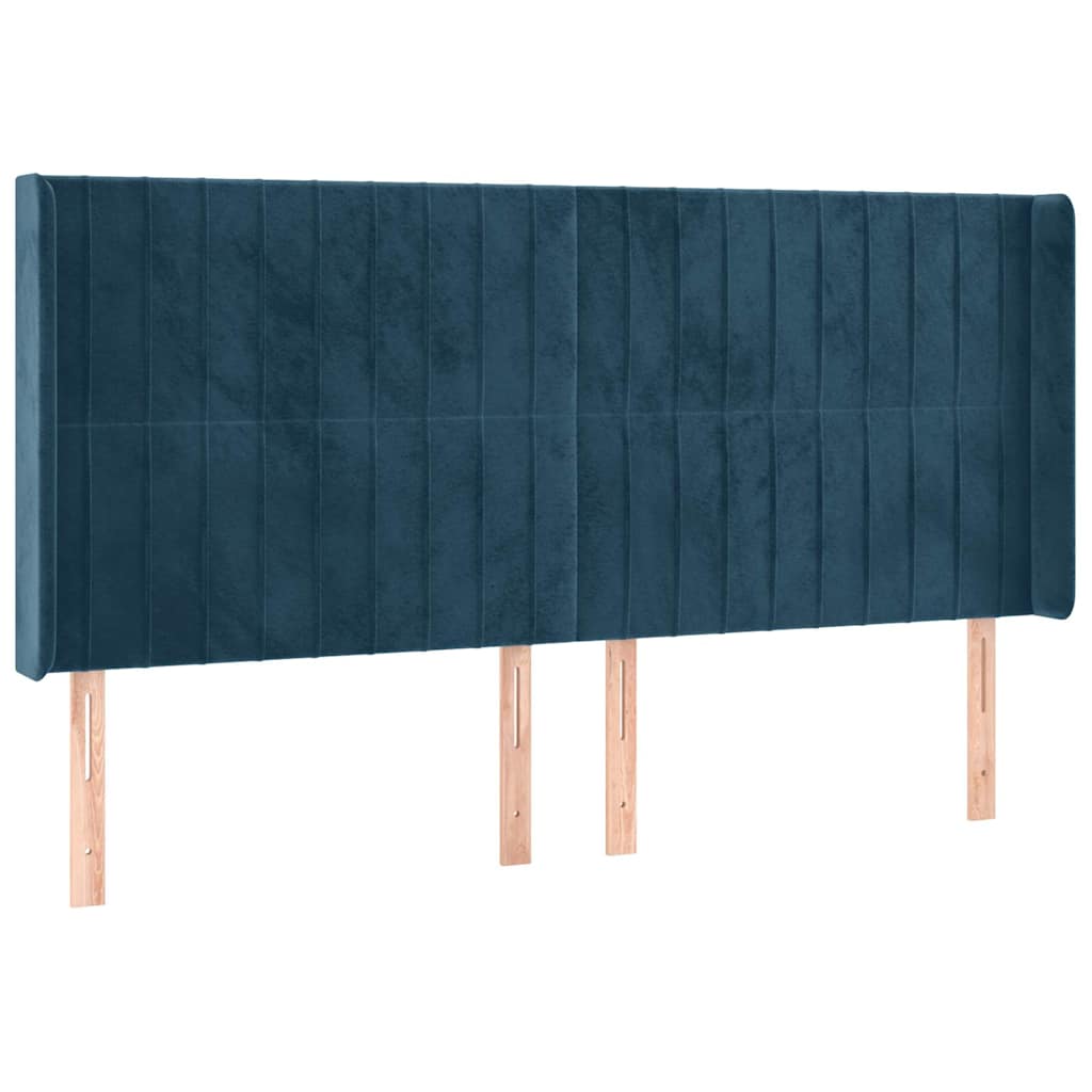 kontinentalseng med LED-lys 180x200 cm fløjl mørkeblå