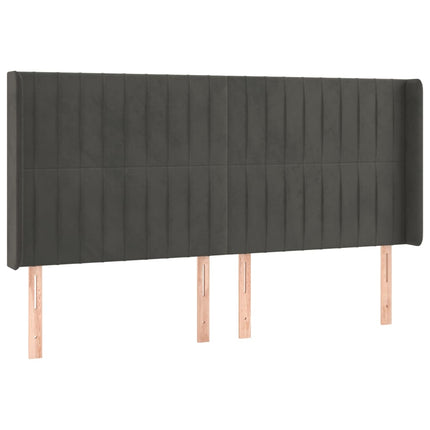 kontinentalseng med LED-lys 200x200 cm fløjl mørkegrå