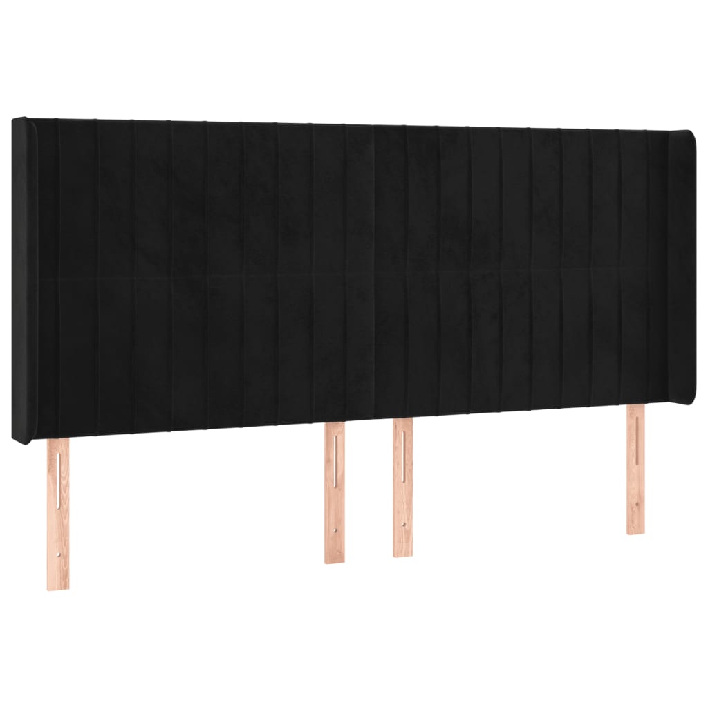 kontinentalseng med LED-lys 200x200 cm fløjl sort
