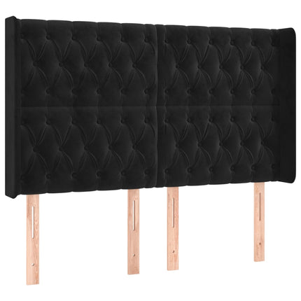 kontinentalseng med LED-lys 160x200 cm fløjl sort