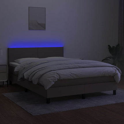 kontinentalseng med LED-lys 140x190 cm stof gråbrun