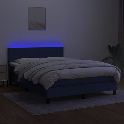 kontinentalseng med LED-lys 140x190 cm stof blå