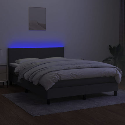 kontinentalseng med LED-lys 140x200 cm stof mørkegrå