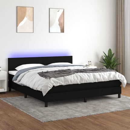 kontinentalseng med LED-lys 160x200 cm stof sort