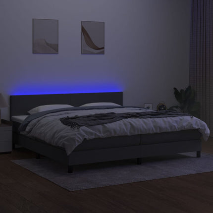 kontinentalseng med LED-lys 200x200 cm stof mørkegrå