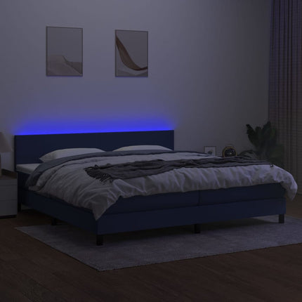 kontinentalseng med LED-lys 200x200 cm stof blå