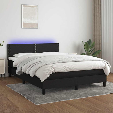 kontinentalseng med LED-lys 140x190 cm stof sort