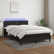 kontinentalseng med LED-lys 140x200 cm stof sort