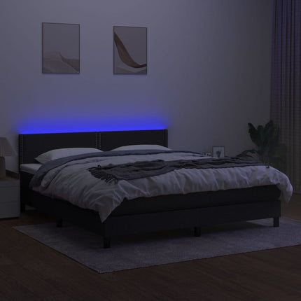 kontinentalseng med LED-lys 160x200 cm stof sort