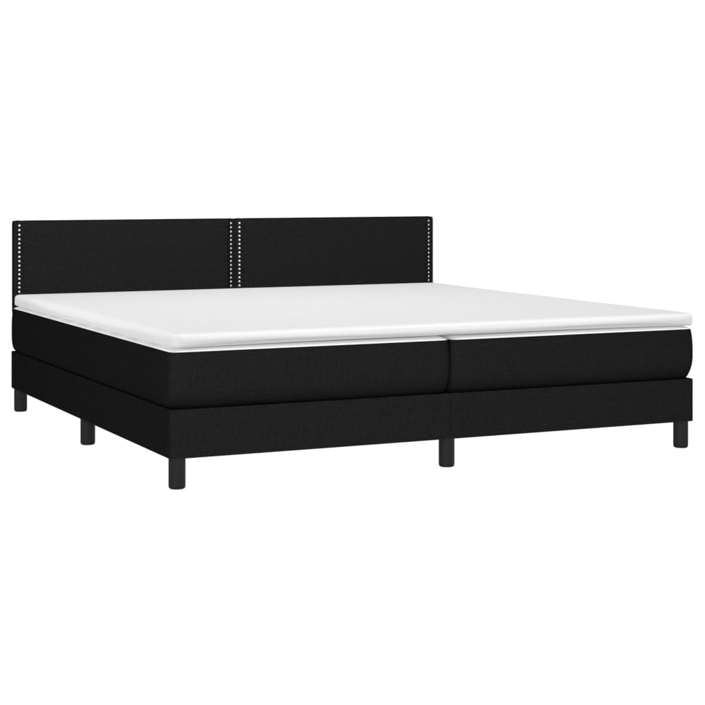 kontinentalseng med LED-lys 200x200 cm stof sort