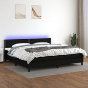 kontinentalseng med LED-lys 200x200 cm stof sort