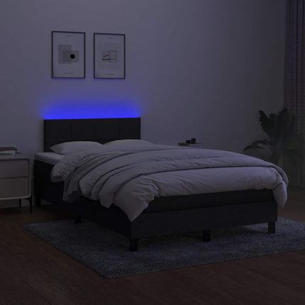 kontinentalseng med LED-lys 120x200 cm stof sort
