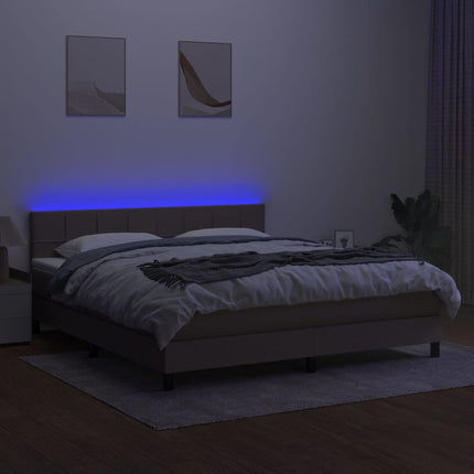 kontinentalseng med LED-lys 160x200 cm stof gråbrun