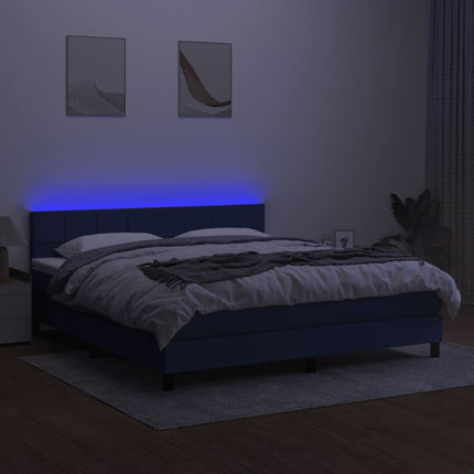 kontinentalseng med LED-lys 180x200 cm stof blå