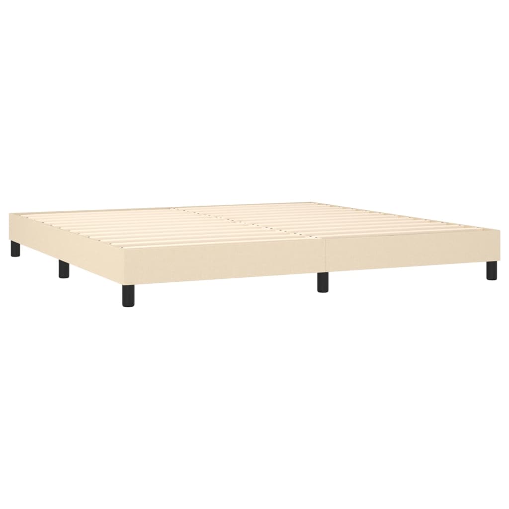 kontinentalseng med LED-lys 200x200 cm stof cremefarvet