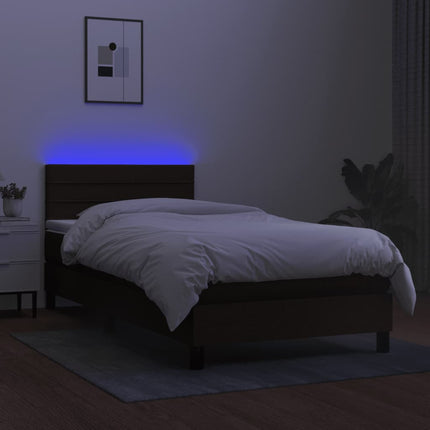 kontinentalseng med LED-lys 80x200 cm stof sort