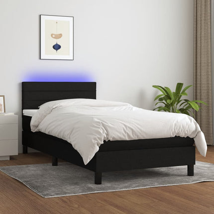 kontinentalseng med LED-lys 80x200 cm stof sort