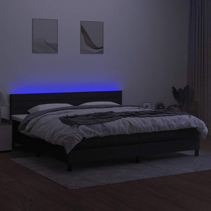 kontinentalseng med LED-lys 200x200 cm stof sort