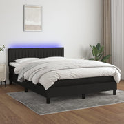 kontinentalseng med LED-lys 140x190 cm stof sort