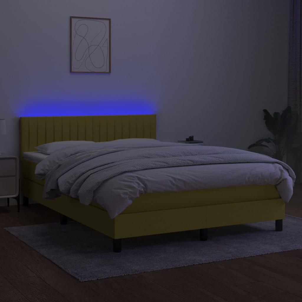 kontinentalseng med LED-lys 140x190 cm stof blå
