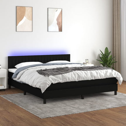 kontinentalseng med LED-lys 160x200 cm stof sort