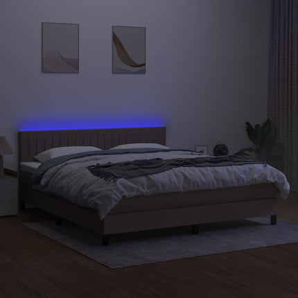kontinentalseng med LED-lys 160x200 cm stof gråbrun
